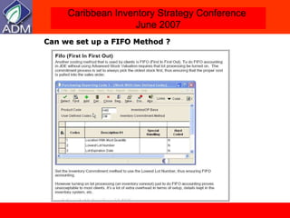 Can we set up a FIFO Method ? 