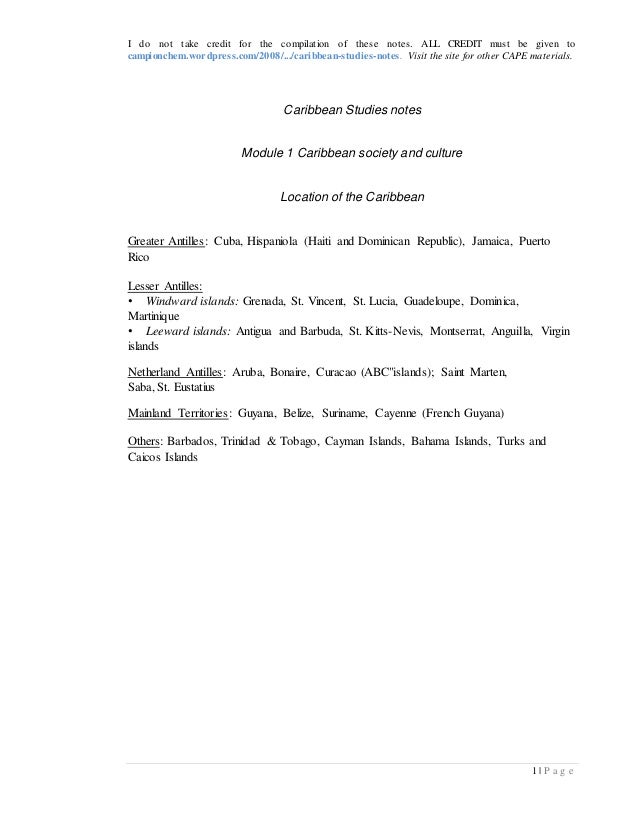 caribbean studies notes