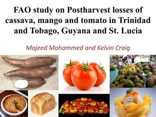 FAO study on Postharvest losses of cassava, mango and tomato in Trinidad and Tobago, Guyana and St. Lucia 
Majeed Mohammed and Kelvin Craig  