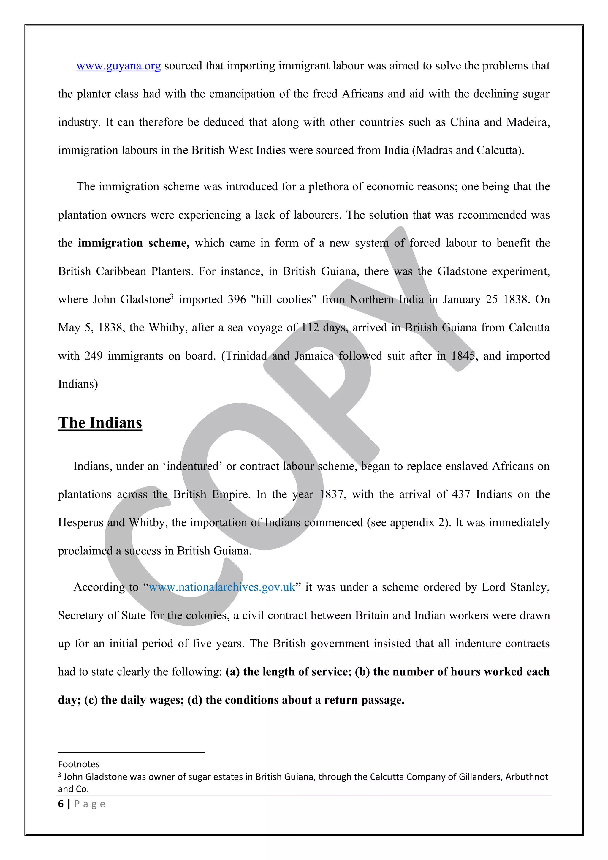 Caribbean history indian immigration sba | PDF