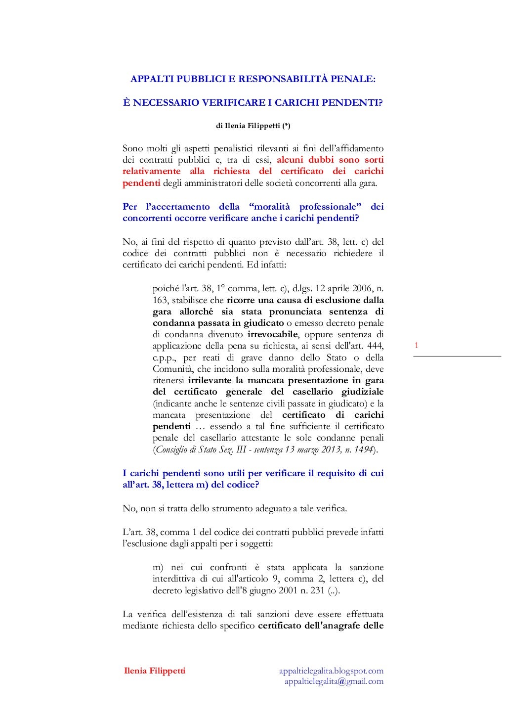 Carichi Pendenti Dei Concorrenti Articolo Filippetti