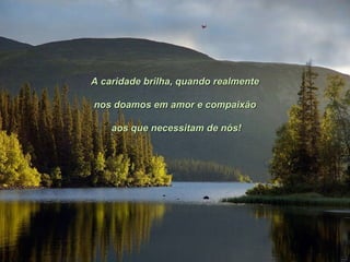 A caridade brilha, quando realmente nos doamos em amor e compaixão aos que necessitam de nós! 