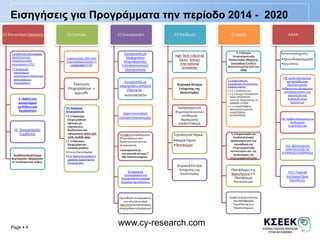 Εισηγήσεις για Προγράμματα την περίοδο 2014 - 2020 
Page  4 
www.cy-research.com 
 