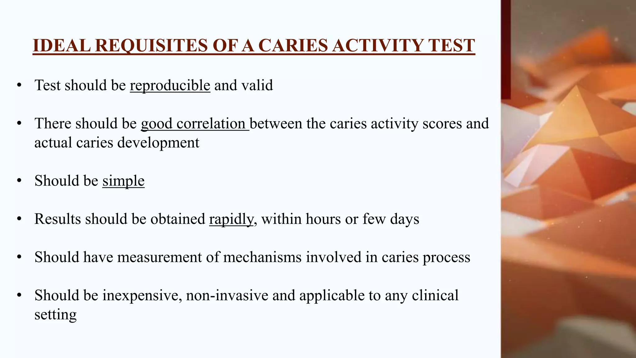 Caries activity test - caries prediction,caries susceptibility and ...