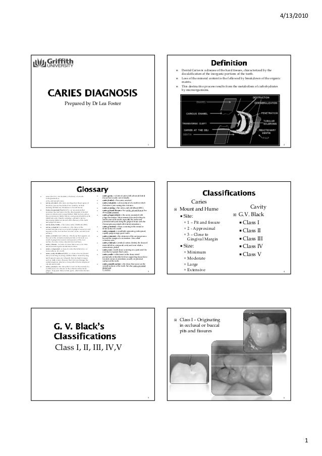 Caries diagnosis handout