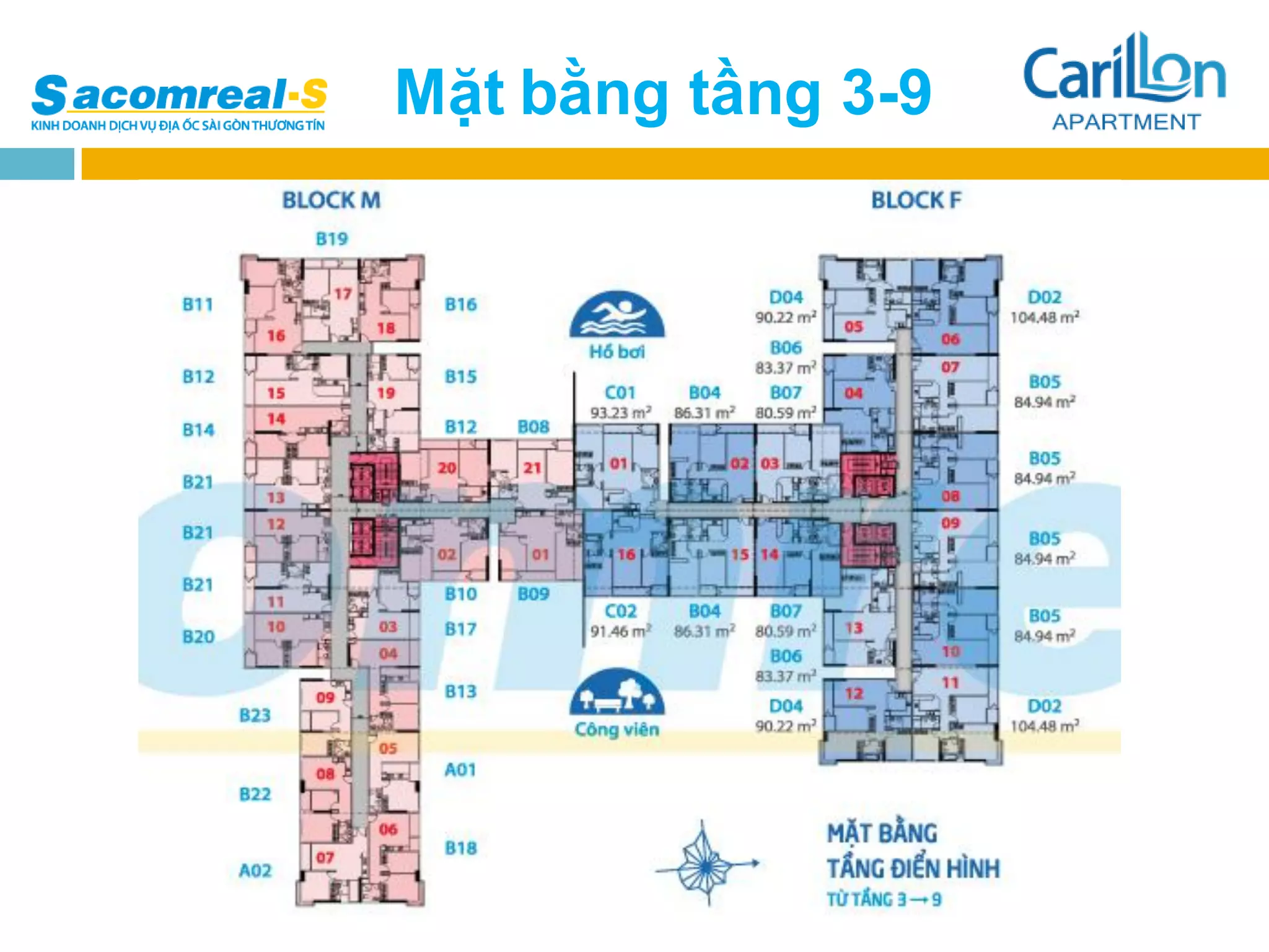 Mặt bằng tầng 3-9
 
