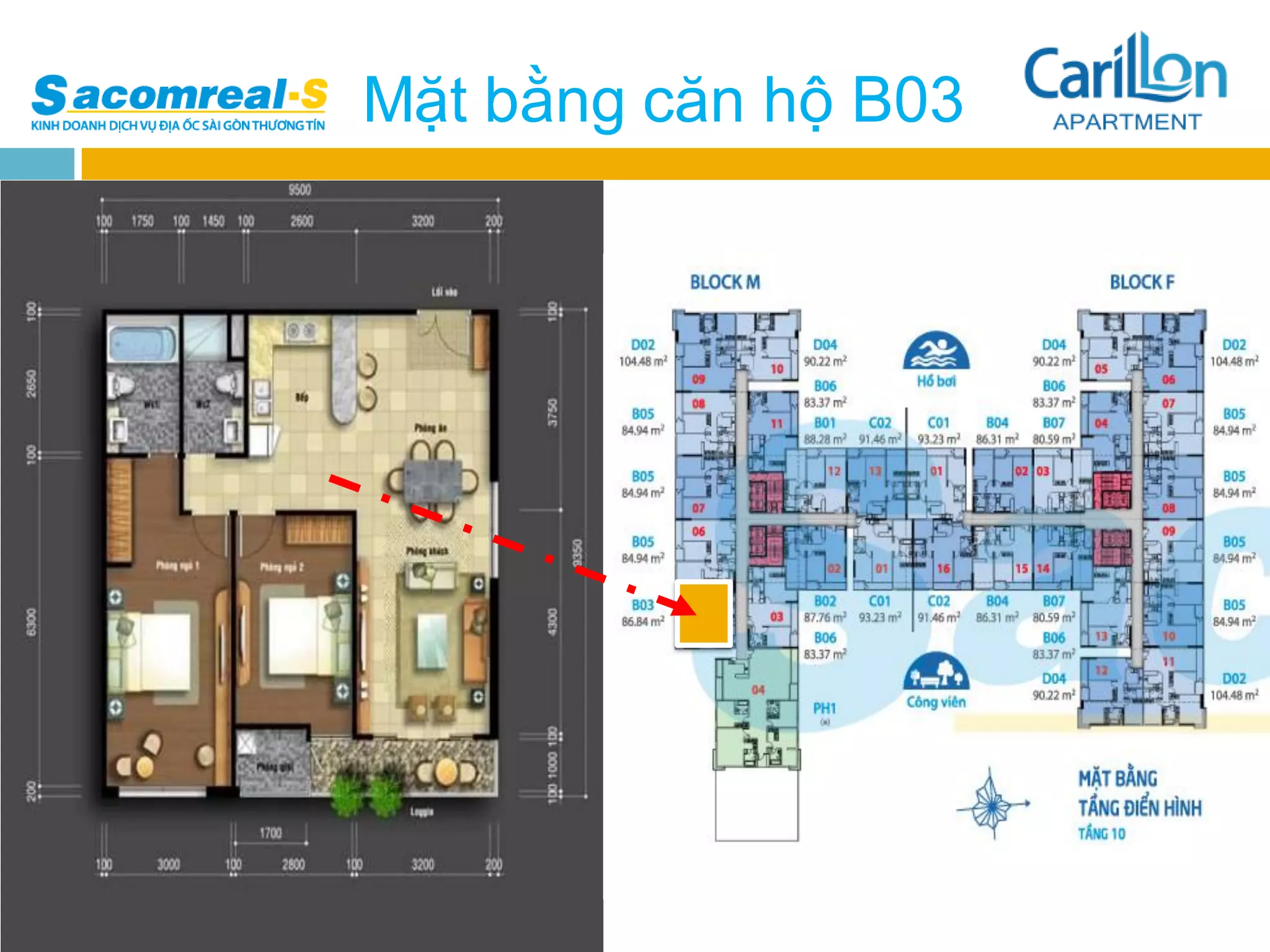 Mặt bằng căn hộ B03
 