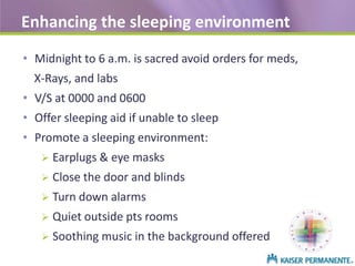 Caring-Centric Implementation of Sleep & Pain Initiatives