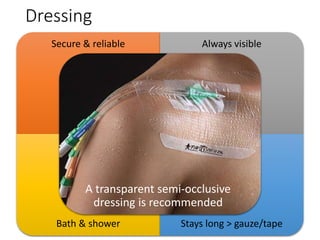 Secure & reliable Always visible
Bath & shower Stays long > gauze/tape
Dressing
A transparent semi-occlusive
dressing is recommended
 