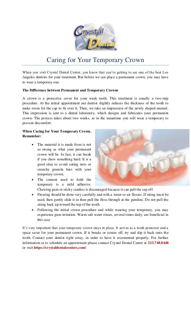 Caring for your temporary crown