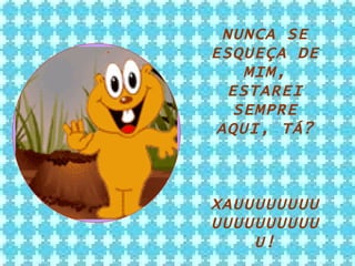 NUNCA SE ESQUEÇA DE MIM, ESTAREI SEMPRE AQUI, TÁ? XAUUUUUUUUUUUUUUUUUUU! 