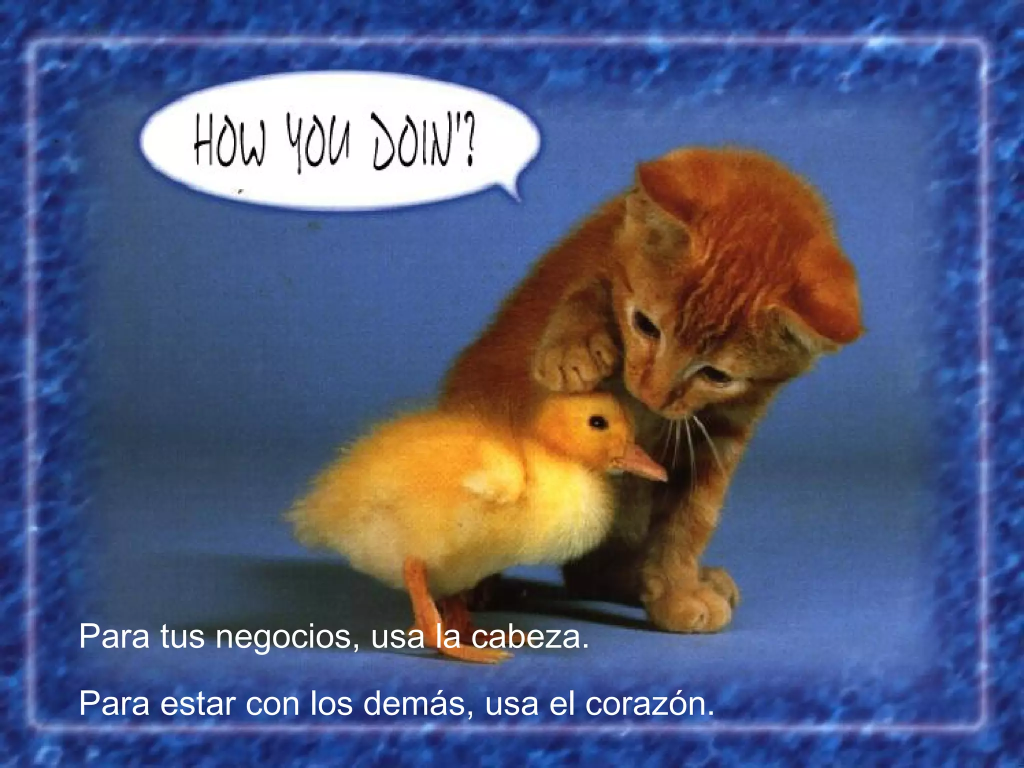 Para tus negocios, usa la cabeza.  Para estar con los demás, usa el corazón. 