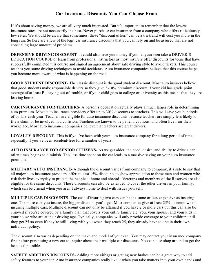 Car insurance discounts you can choose from Car insurance discounts you can choose from