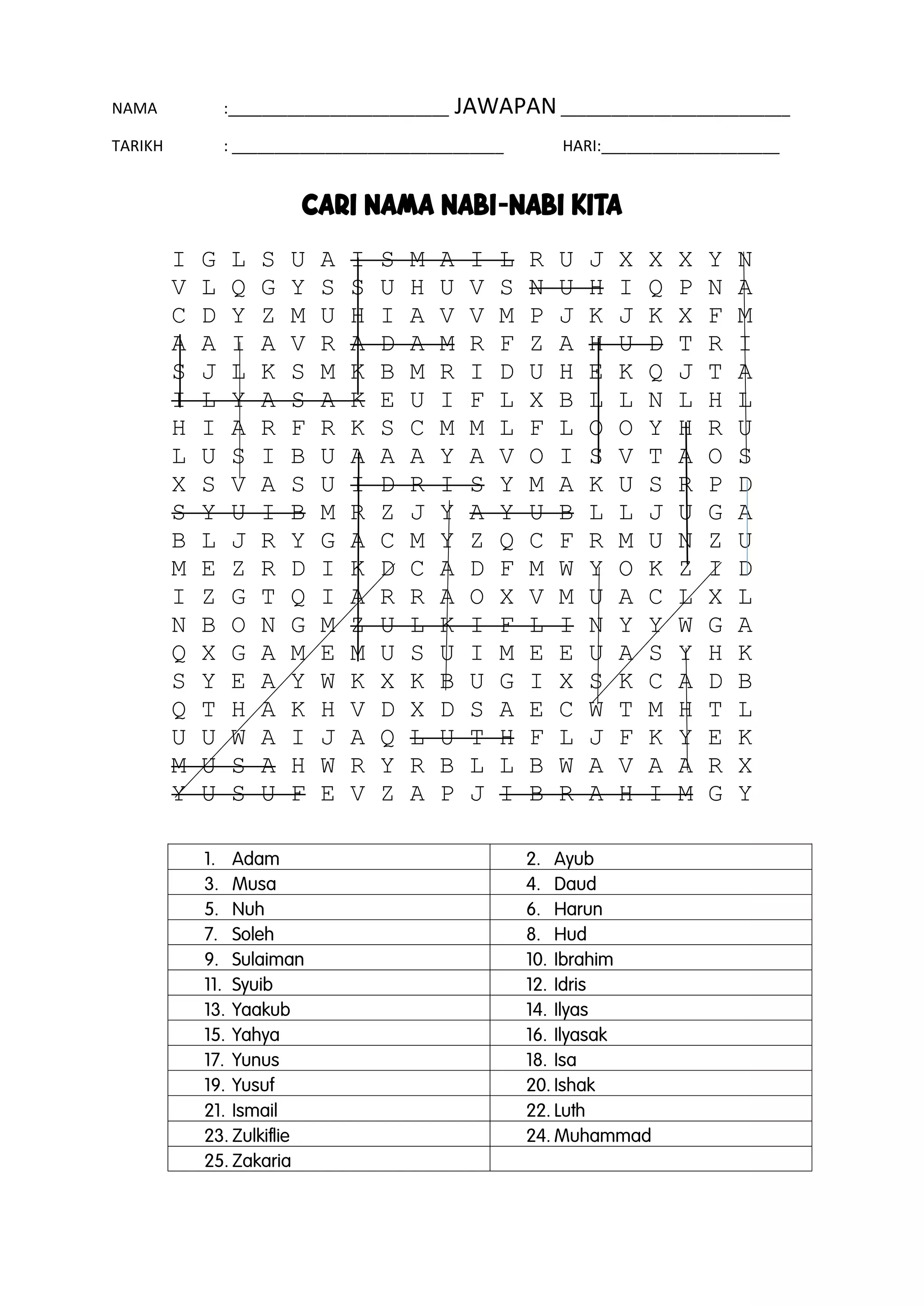 Cari Name Cari perkataan nama nabi | PDF