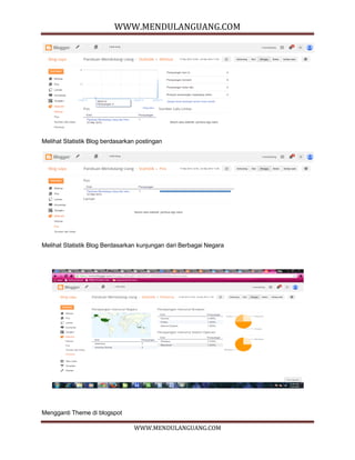 WWW.MENDULANGUANG.COM
WWW.MENDULANGUANG.COM
Melihat Statistik Blog berdasarkan postingan
Melihat Statistik Blog Berdasarkan kunjungan dari Berbagai Negara
Mengganti Theme di blogspot
 