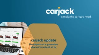 carjack update
The impacts of a quarantine:
what we’ve noticed so far
 
