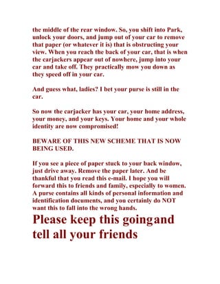 Carjacking Warning | PDF