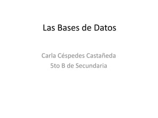 Las Bases de Datos

Carla Céspedes Castañeda
   5to B de Secundaria
 