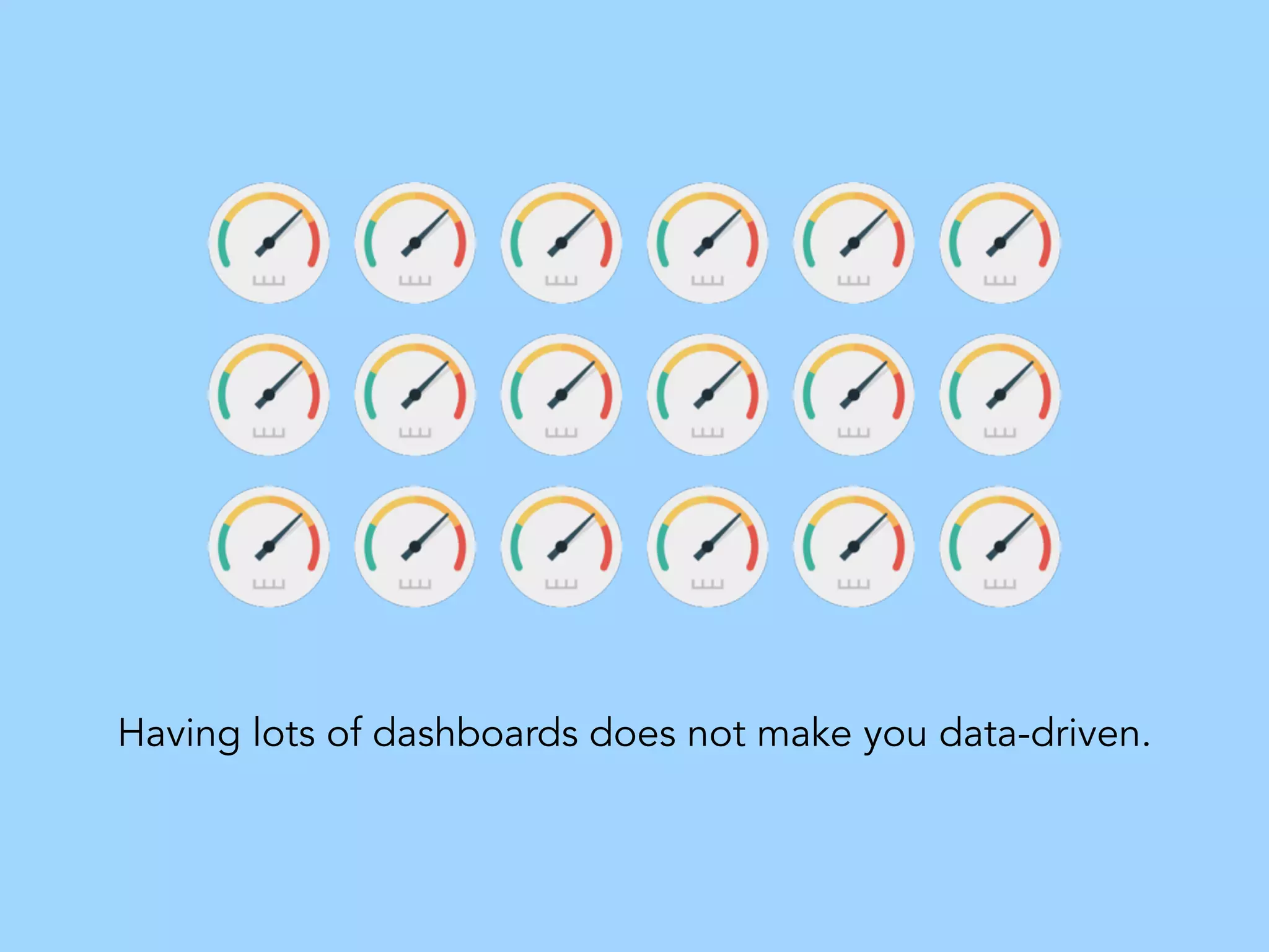 Having lots of dashboards does not make you data-driven.
 