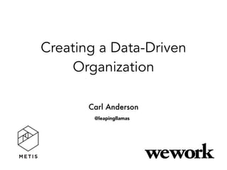 Creating a Data-Driven
Organization
Carl Anderson
@leapingllamas
 