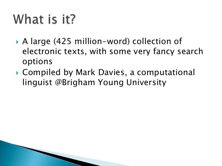 Carl Searching the Corpus of Contemporary American English Carl Searching the Corpus of Contemporary American English