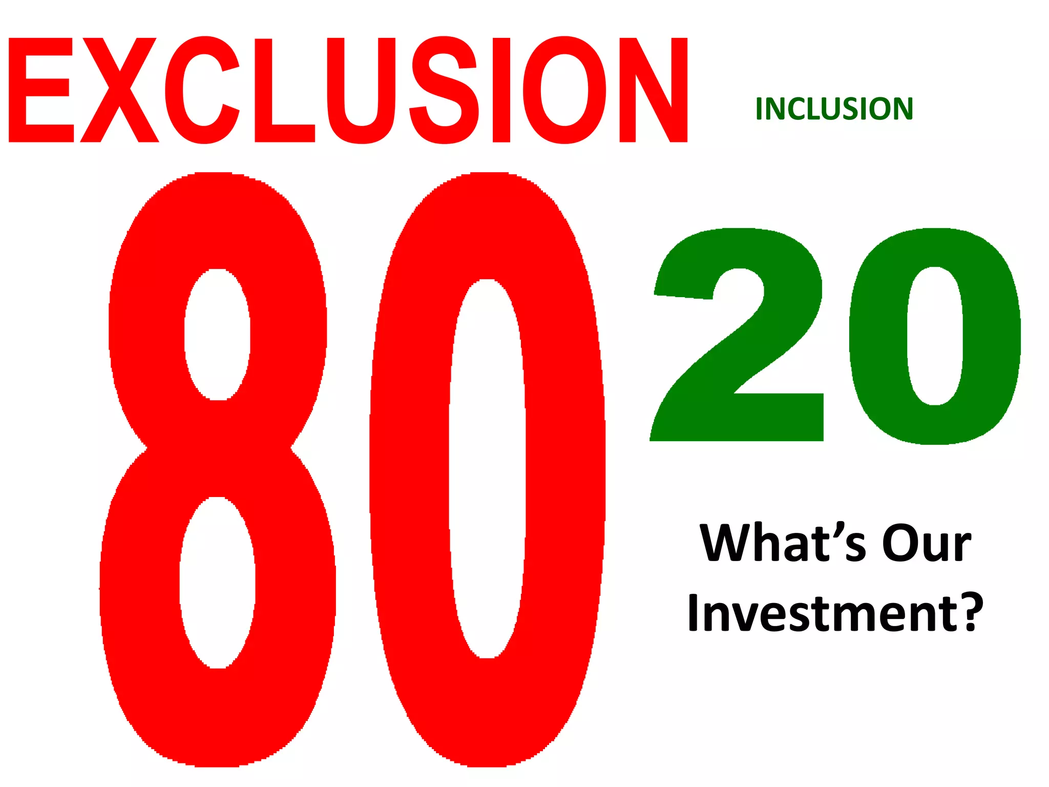EXCLUSION INCLUSION
What’s Our
Investment?
 
