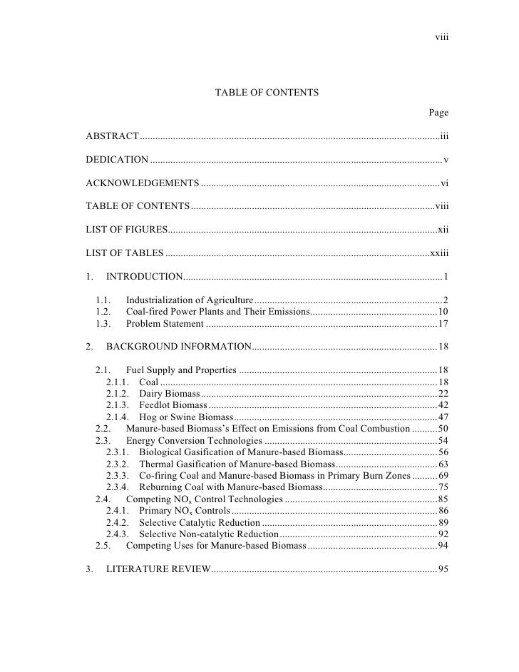 content of dissertation