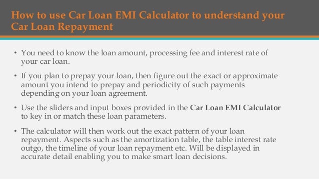car loan emi calculator auto loan prepayment calculator
