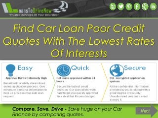 Title Goes Here
Compare. Save. Drive - Save huge on your Car
Finance by comparing quotes.
Find Car Loan Poor Credit
Quotes With The Lowest Rates
Of Interests
Next
 