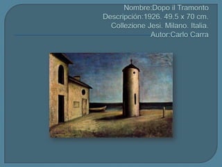 Nombre:Dopoil TramontoDescripción:1926. 49.5 x 70 cm. CollezioneJesi. Milano. Italia.Autor:CarloCarra