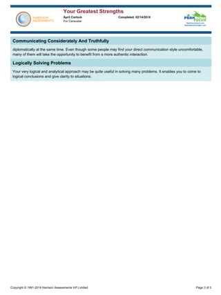 April Carlock's Greatest Strengths