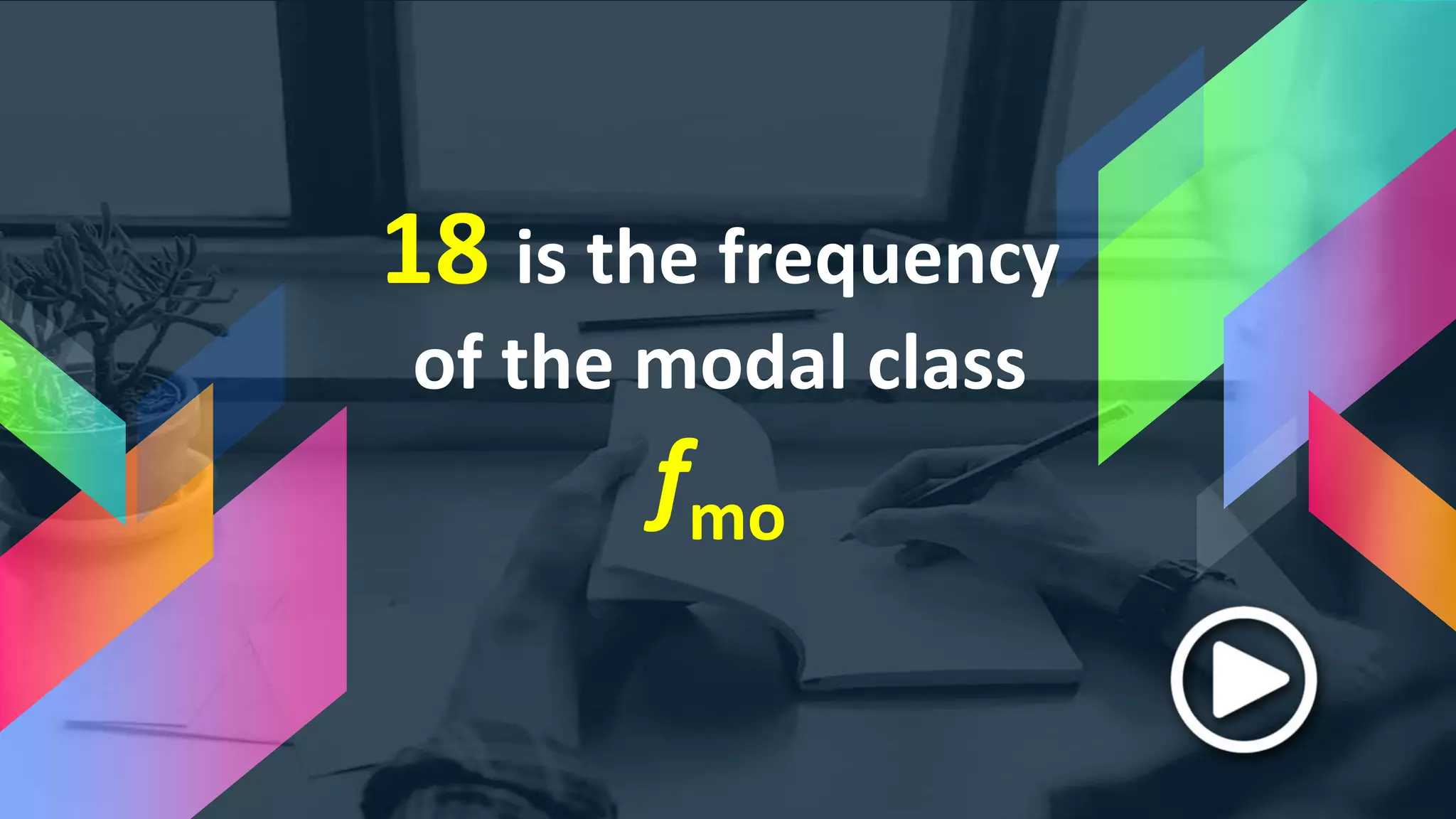 18 is the frequency
of the modal class
fmo
 