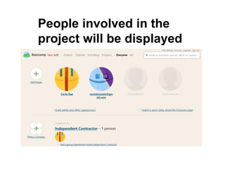 People involved in the
project will be displayed
 