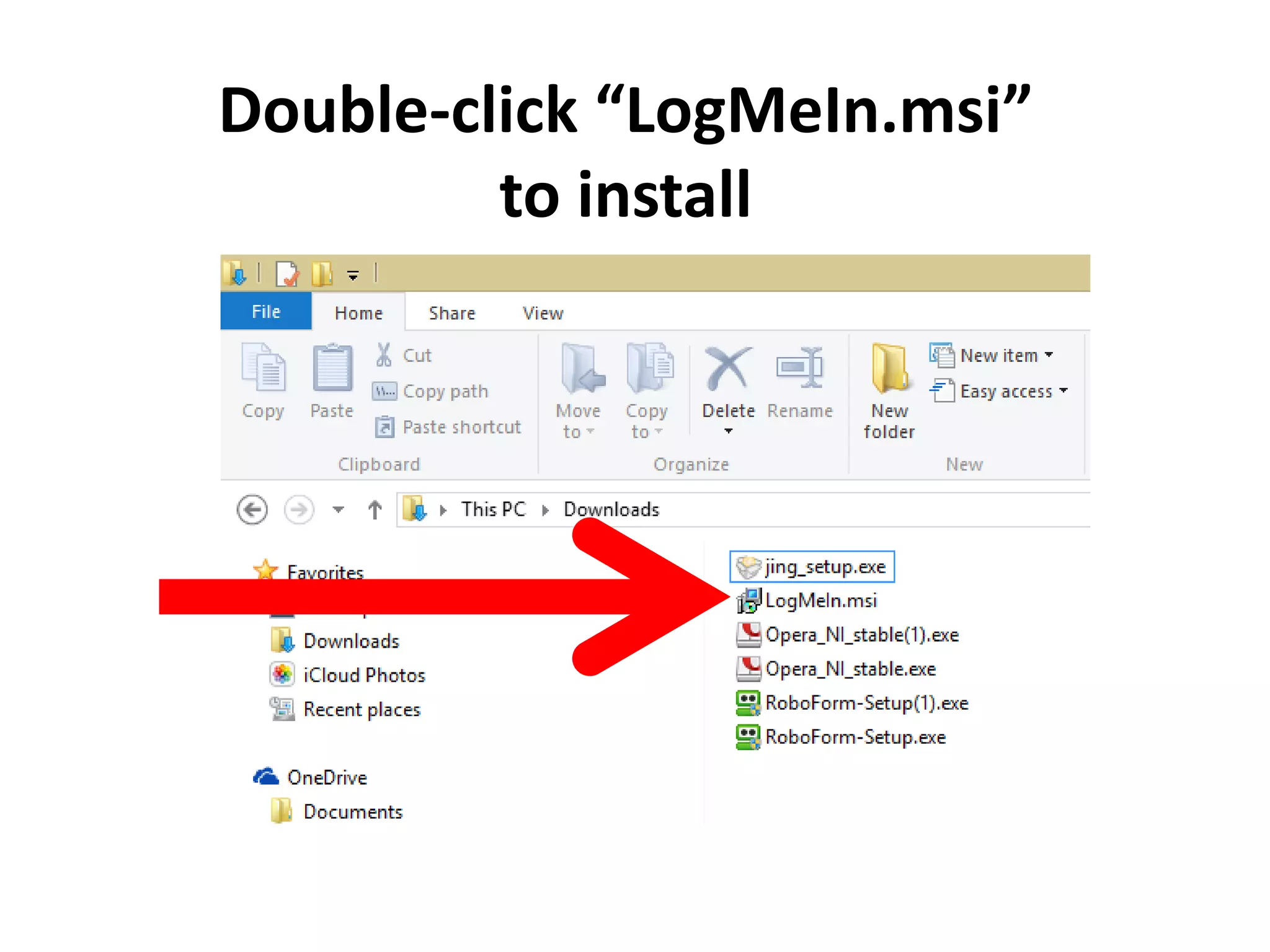 Double-click “LogMeIn.msi”
to install
 