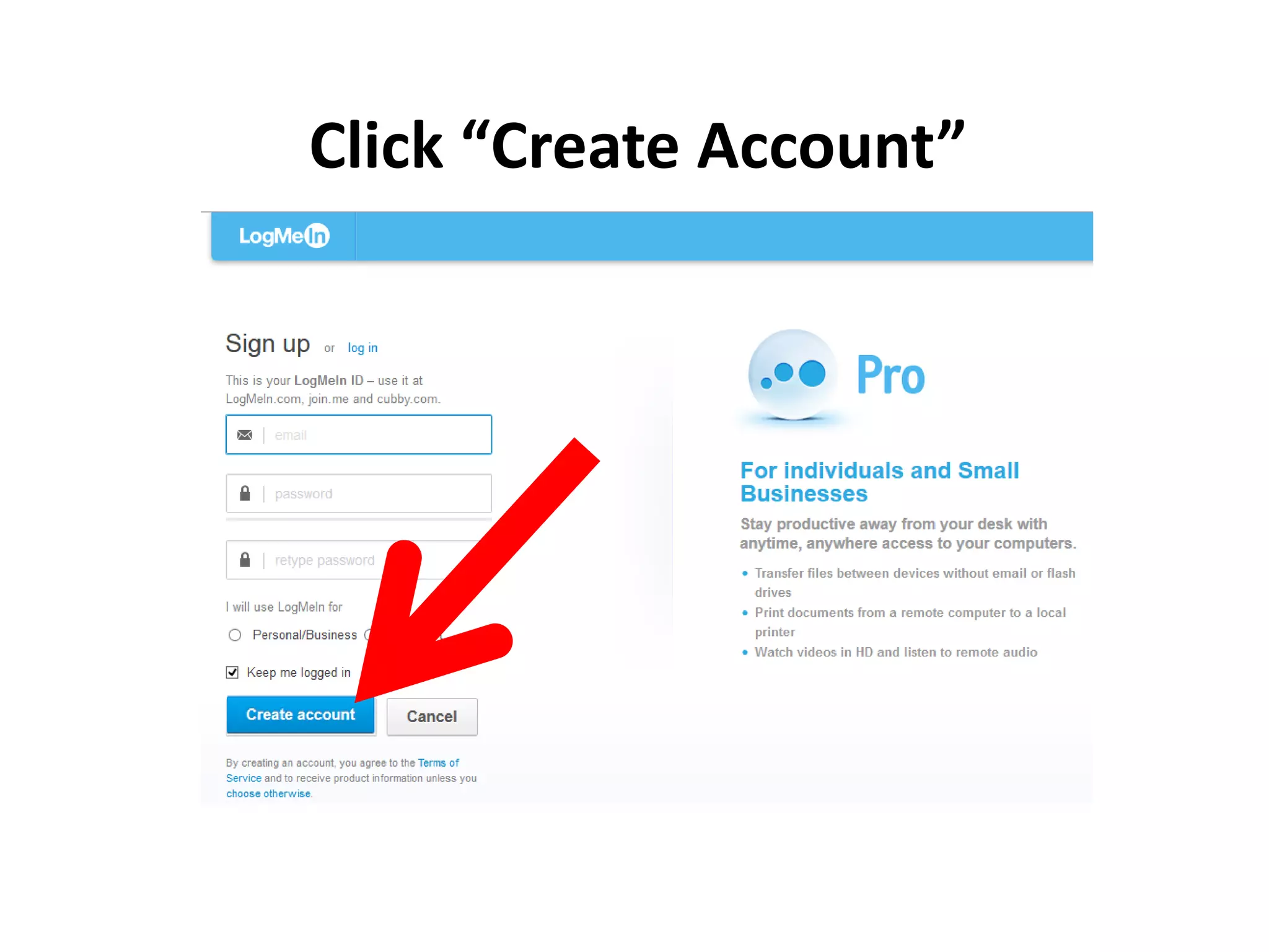 Click “Create Account”
 