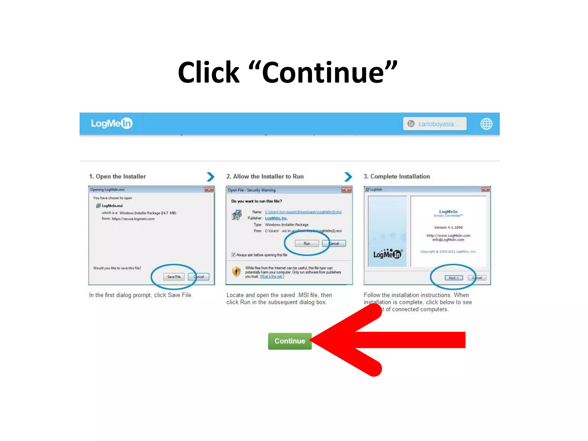 Click “Continue”
 