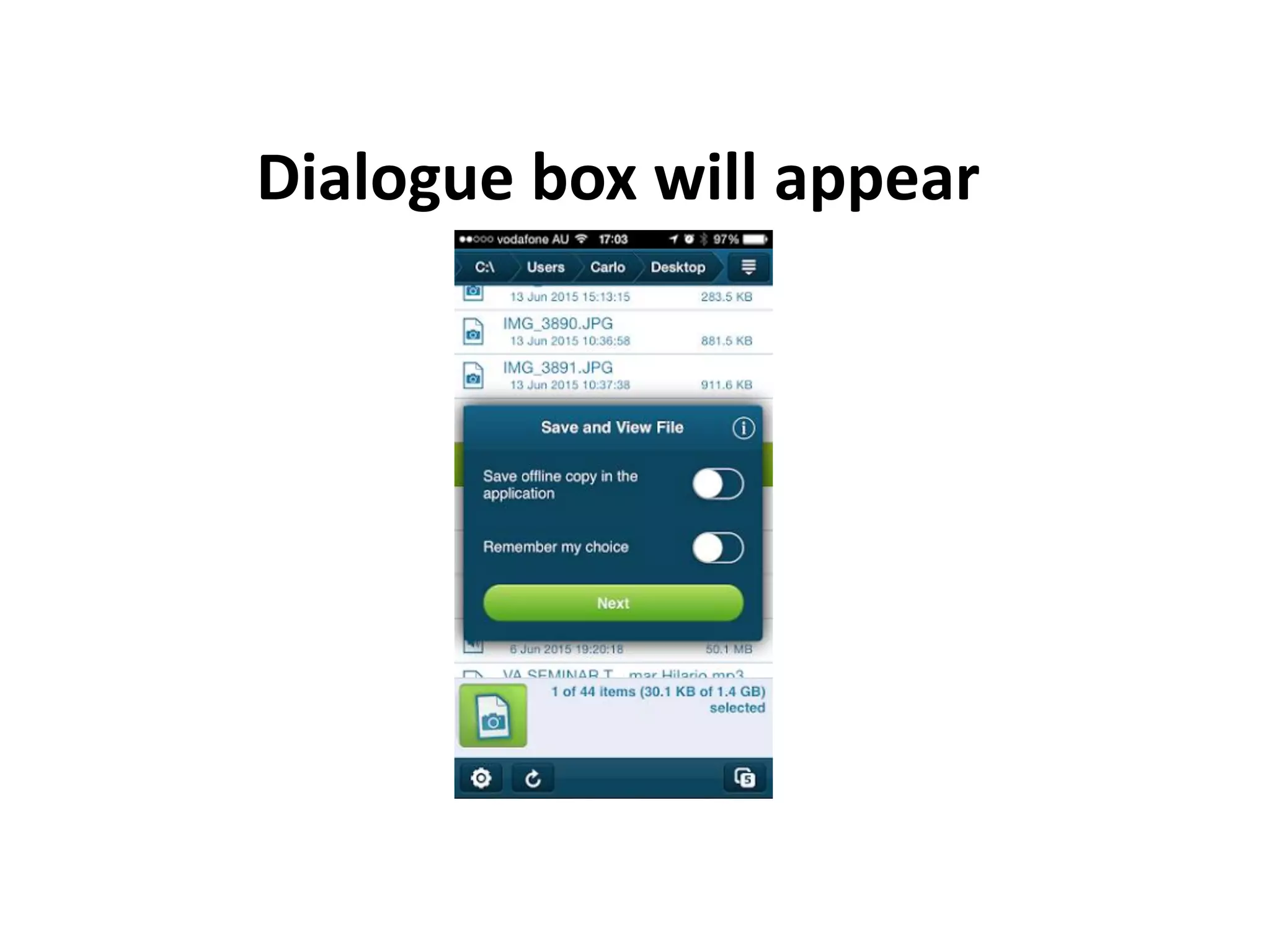 Dialogue box will appear
 