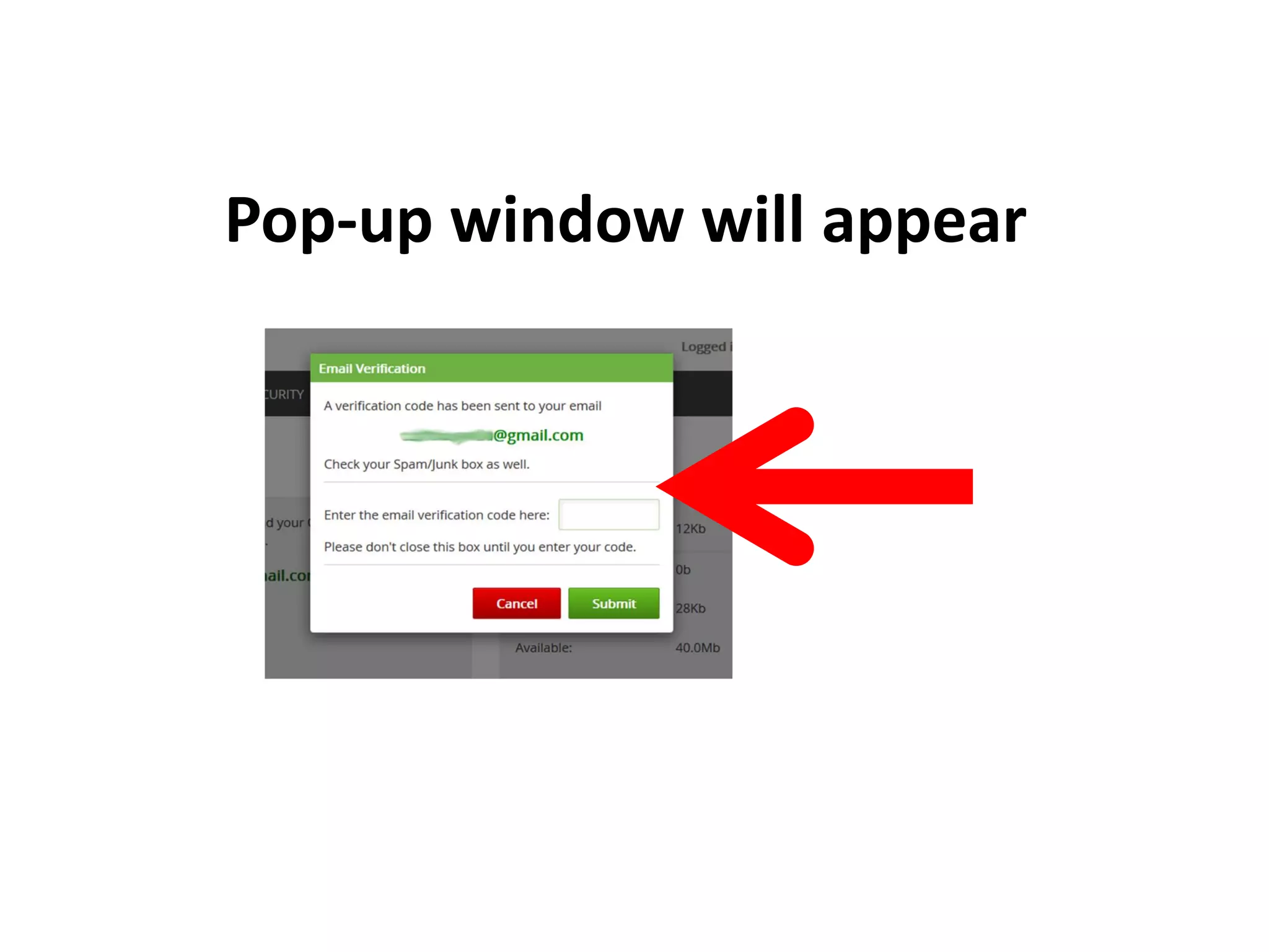 Pop-up window will appear
 