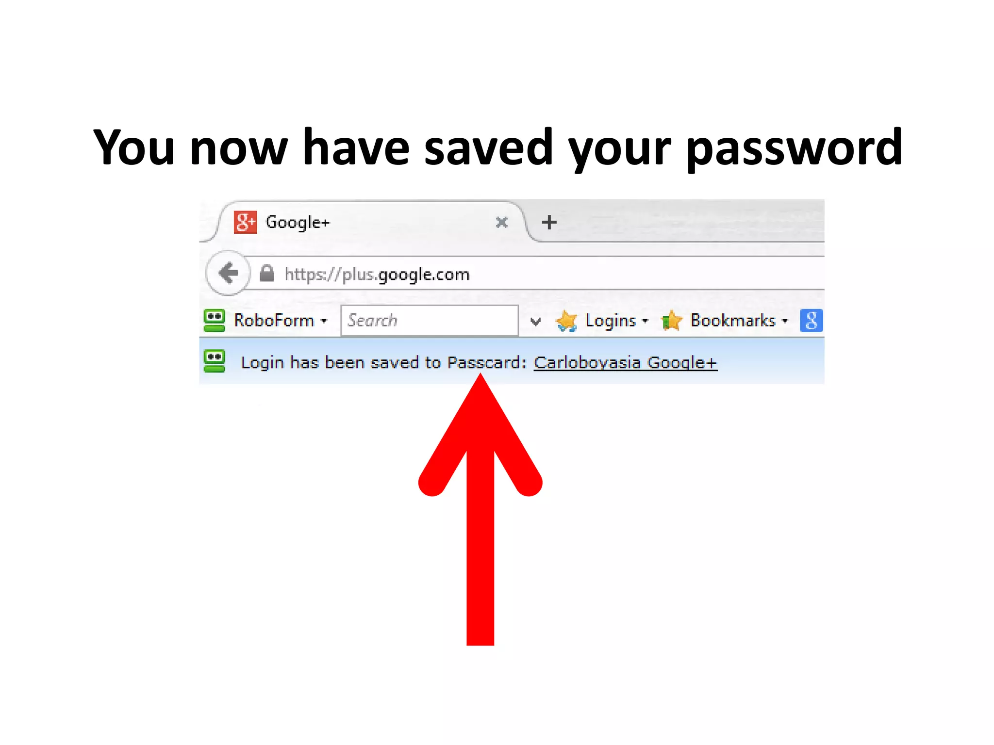 You now have saved your password
 