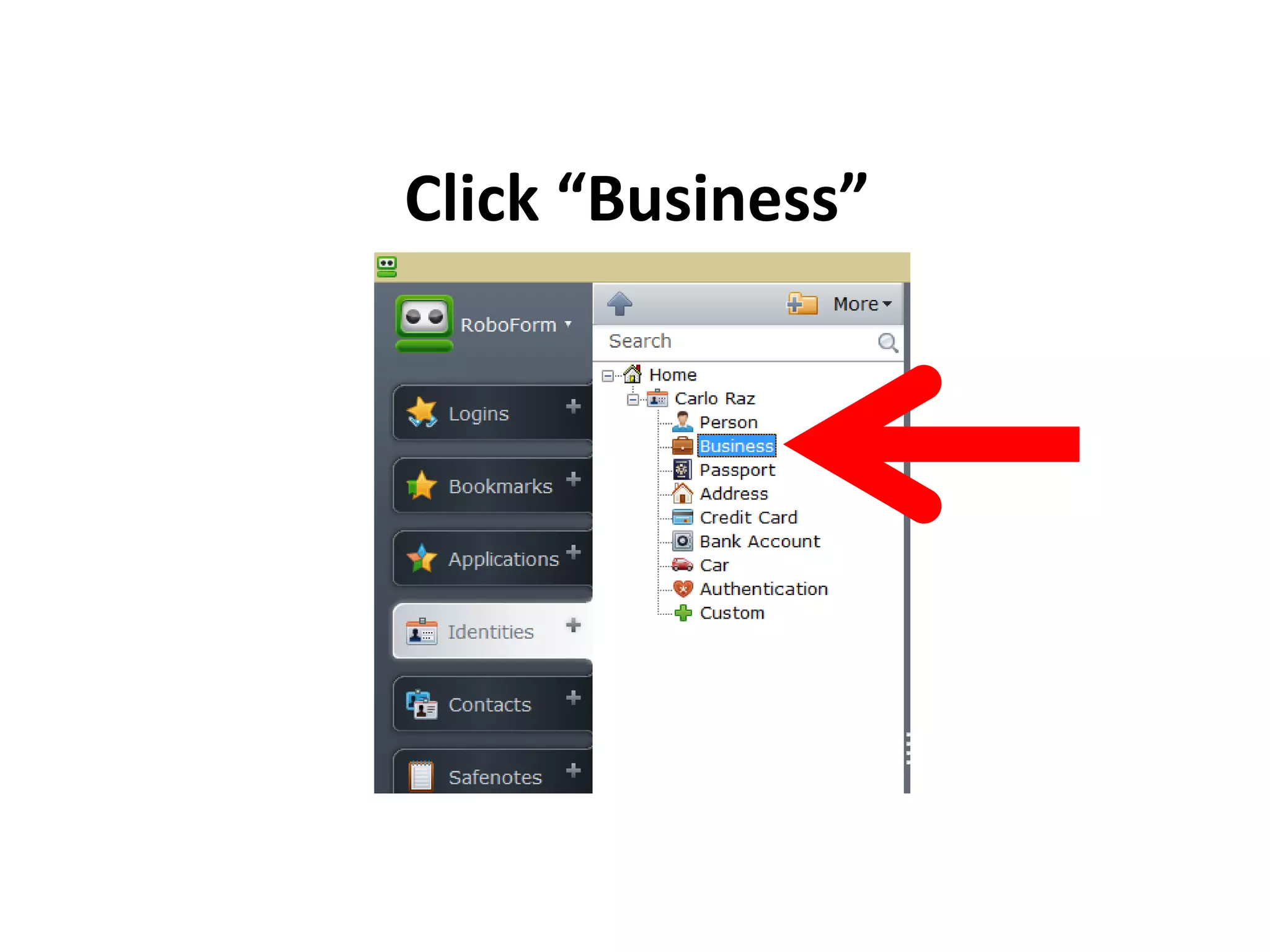 Click “Business”
 