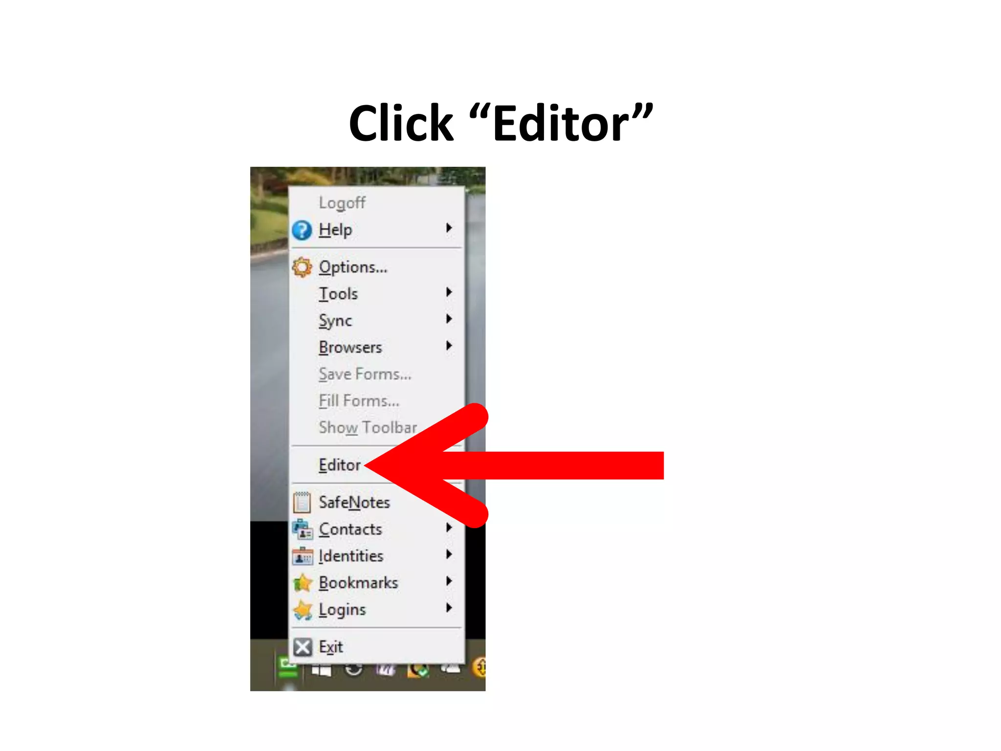 Click “Editor”
 