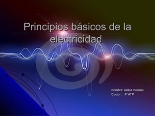 Principios básicos de la
      electricidad



                   Nombre: carlos morales
                   Curso : 4º ATP
 