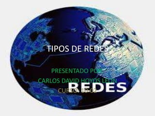 TIPOS DE REDES
PRESENTADO POR:
CARLOS DAVID HOYOS LEON
CURSO: 10-02
 