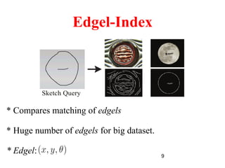 9
Edgel-Index
* Compares matching of edgels
* Huge number of edgels for big dataset.
* Edgel:
 