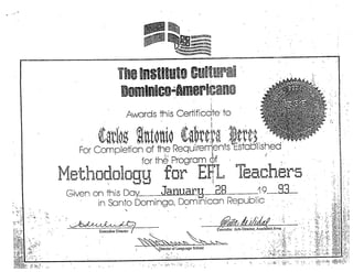 Carlos a. cabrera (c. v.) certificados