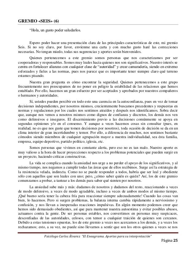 Carlos alvarez eneagrama. aportes para su interpretación