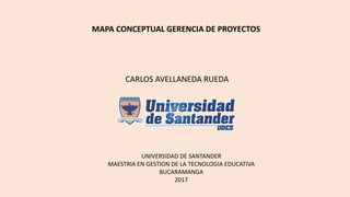 MAPA CONCEPTUAL GERENCIA DE PROYECTOS
CARLOS AVELLANEDA RUEDA
UNIVERSIDAD DE SANTANDER
MAESTRIA EN GESTION DE LA TECNOLOGIA EDUCATIVA
BUCARAMANGA
2017
 