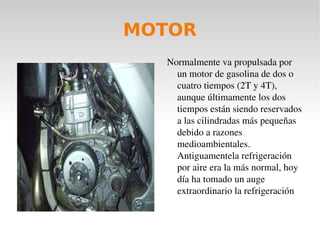 EVOLUCION Hoy en dia la evolucion de las motocicletas ha dado mucho de que hablar ya que van apareciendo motos que reemplazan el combustible por medio de 2 factores: 