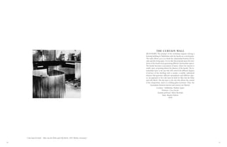 30 31
THE CURTAIN WALL
[BOUNDARY] The premise of the workshop requires solving a
housing building in Valdebebas with the façade as a crucial point.
The order allows you to re-think the relationship between the fa-
cade and the living space. It is so that the proposal raises the reso-
lution of the facade from generating different intermediate spaces.
The facade becomes a succession of layers, where the exterior is
totally open, proposing almost the absence of the façade. The in-
termediate layer is the one that will control the different degrees
of privacy of the dwelling with a curtain, a mobile, ephemeral
element that generates different atmospheres and different spac-
es. An approach to the Cafe Samt & Seide by Mies Van der Rohe
and Lilly Reich. The last layer is the one that allows the control
of the temperature, and it is a folding glass enclosure. Thus, the
boundaries between interior and exterior are blurred.
Location: Valdebebas, Madrid, Spain
Professor: Cino Zucchi
Assitant professor: Belen Hermida
Team: Rosario Pastore
2018
“Cafe Samt & Seide”. Mies van der Rohe and Lilly Reich, 1927 (Berlin, Germany)
 