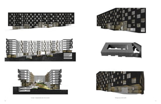 50 51
Facade. Longitudinal and cross section Perspectives and model
 